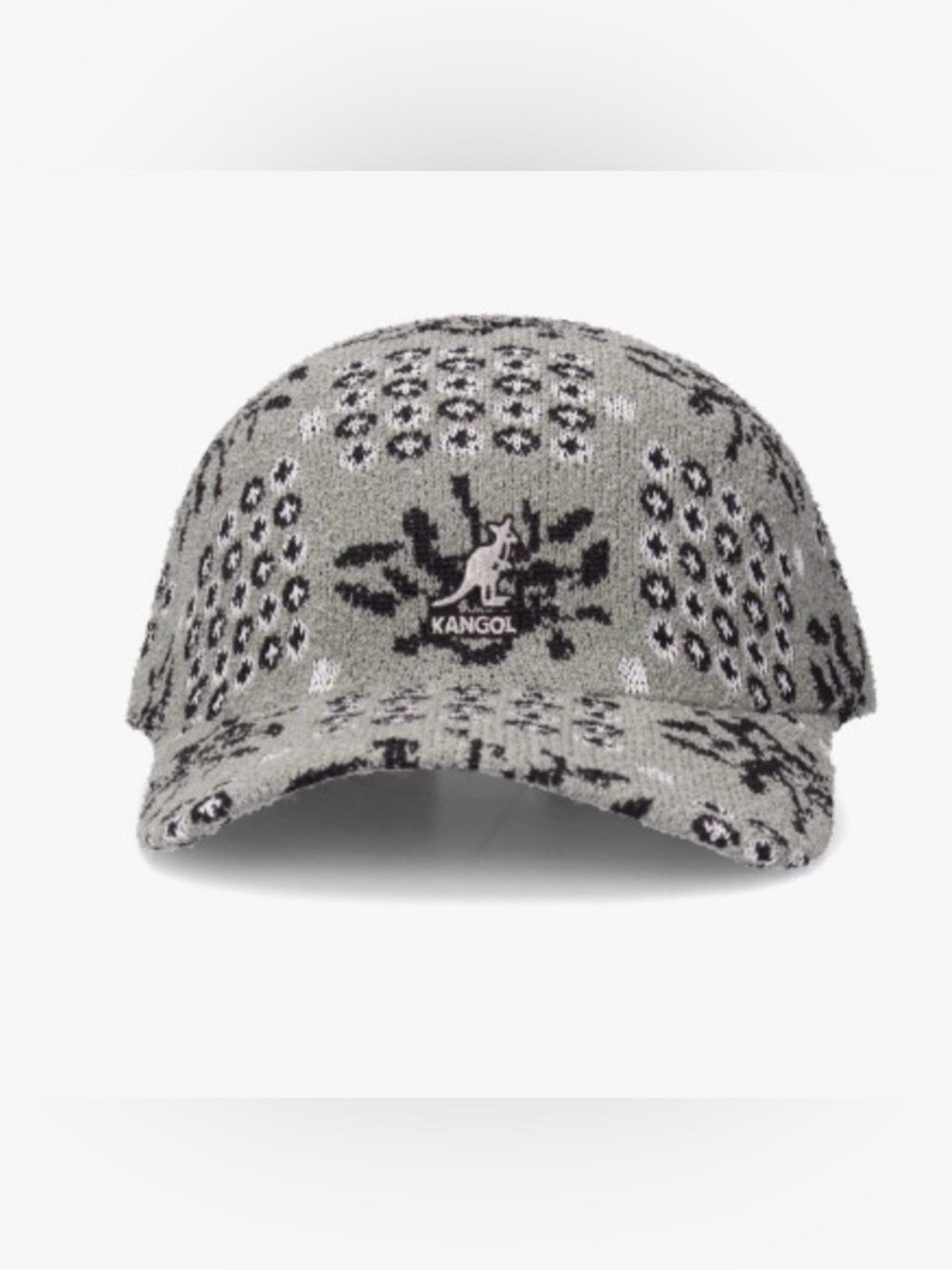 Kangol Knit Grey Pattern Cap with Black Accents